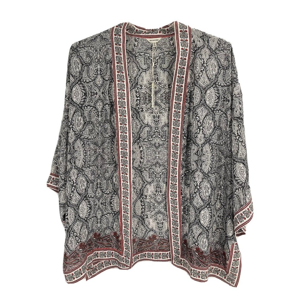 Max Studio Open Kimono Cardigan Paisley Print Sz 1X NWT